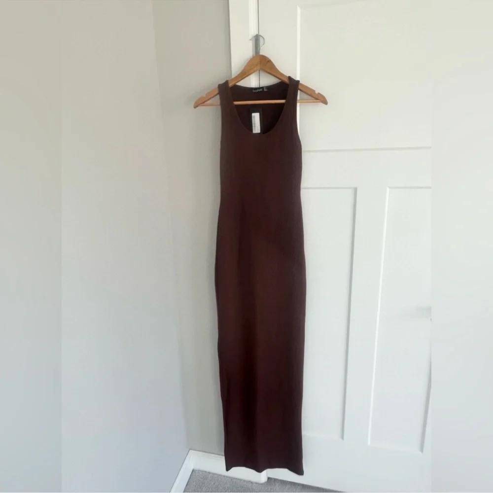 Chocolate Brown Maxi Bodycon Dress - Picture 14 of 14